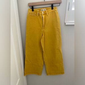 Madewell mustard cropped wide leg jeans!
